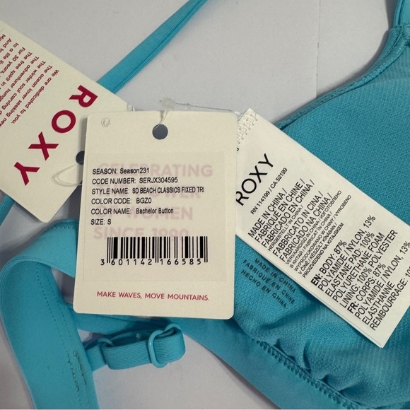 ROXY Bikini Top Small Blue “Bachelor Button” | Beach Classics Fixed Triangle - Picture 6 of 6